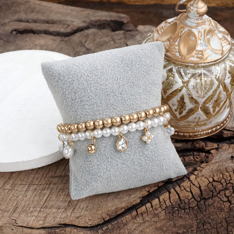 Charmed Light – Mixed Charm &amp; Beaded Stretchy Bracelet Set
