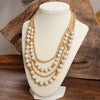 Waterfall Multi Strand Statement Necklace Lava and Gold Beads