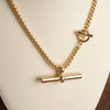 Sleek Toggle Bar Pendant Necklace in Gold Tone