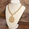 Chunky Chain Tangled Pendant Statement Necklace in Gold Tone