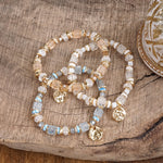Whispering Light – Mixed Bead Bracelet with Golden Coin Charm