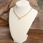 Clear Crystal Bezel Pendant Dot Chain Neckline Necklace