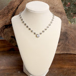 Clear Crystal Bezel Pendant Dot Chain Neckline Necklace