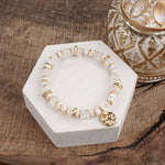 Whispering Light – Mixed Bead Bracelet with Golden Coin Charm