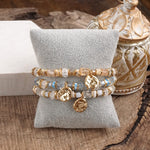Whispering Light – Mixed Bead Bracelet with Golden Coin Charm
