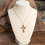 Cross Necklace - Short dainty chain in gold silver tone