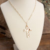 Cross Necklace - Short dainty chain in gold silver tone