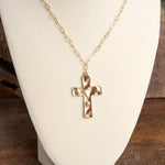 Cross Necklace - Short dainty chain in gold silver tone