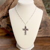 Cross Necklace - Short dainty chain in gold silver tone