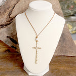 Primitive Cross Necklace Gold Silver Pearl Black Brown