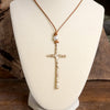 Primitive Cross Necklace Gold Silver Pearl Black Brown