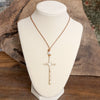 Primitive Cross Necklace Gold Silver Pearl Black Brown