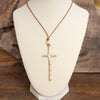 Primitive Cross Necklace Gold Silver Pearl Black Brown