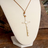 Primitive Cross Necklace Gold Silver Pearl Black Brown