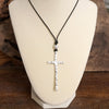 Primitive Cross Necklace Gold Silver Pearl Black Brown