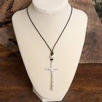 Primitive Cross Necklace Gold Silver Pearl Black Brown