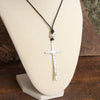 Primitive Cross Necklace Gold Silver Pearl Black Brown