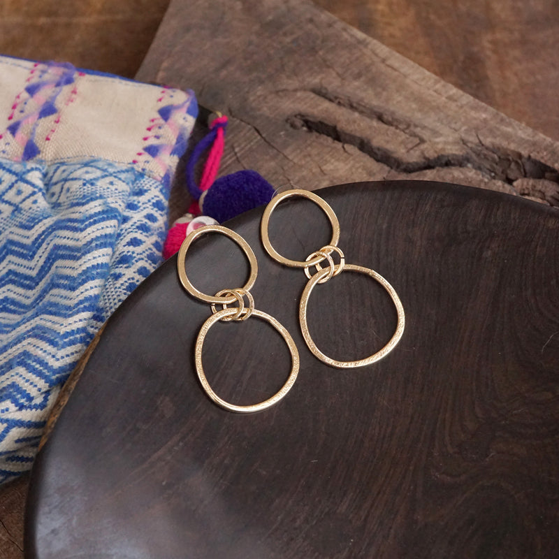 Golden Boho 2 Hoop Statement Earrings