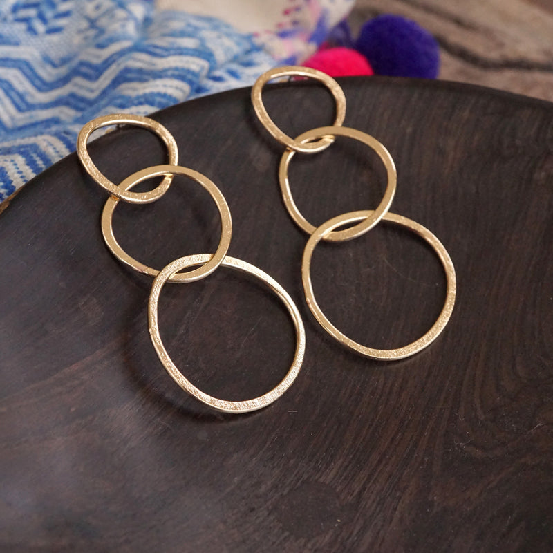 Golden Boho Hoop Statement Earrings