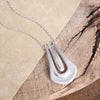 Minimalist Elongated Pendant Long Necklace – Worn Gold or Silver