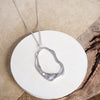 Minimalist Asymmetric Circle Pendant Long Necklace – Worn Gold or Silver