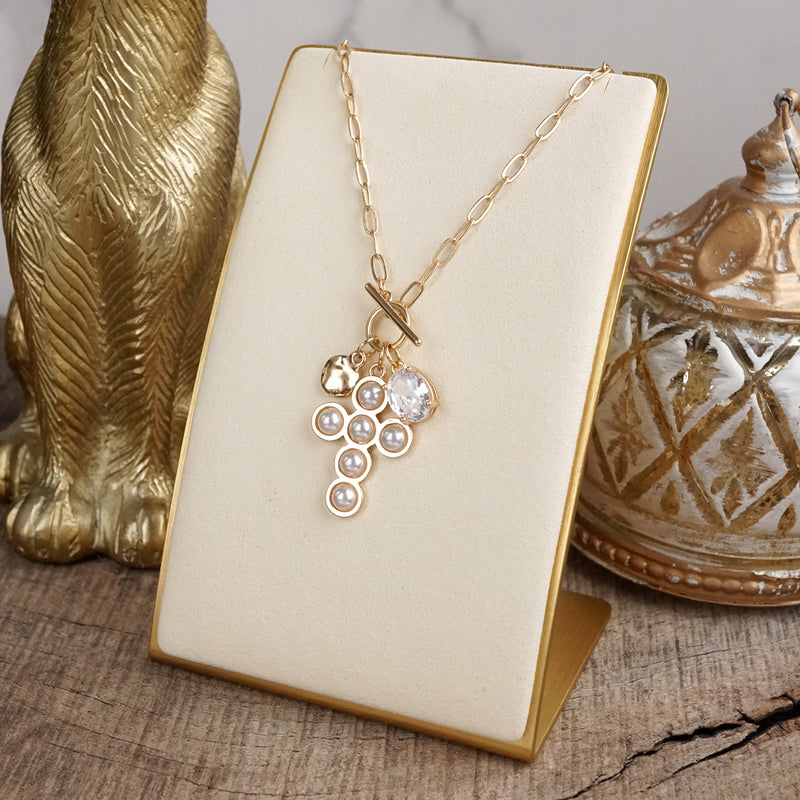 Grace Notes – Dainty Charm Cluster Necklace on Paperclip Chain