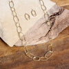 Versatile Hammered Gold Link Toggle Necklace & Earring Set