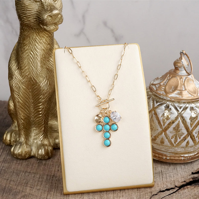 Grace Notes – Dainty Charm Cluster Necklace on Paperclip Chain