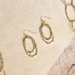 Versatile Hammered Gold Link Toggle Necklace & Earring Set