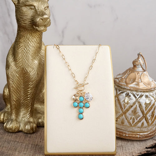 Grace Notes – Dainty Charm Cluster Necklace on Paperclip Chain
