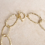 Versatile Hammered Gold Link Toggle Necklace & Earring Set