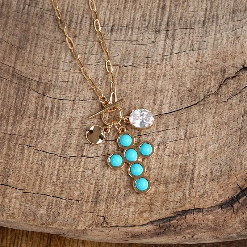Grace Notes – Dainty Charm Cluster Necklace on Paperclip Chain