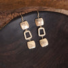 Boho Square Dangle Earrings – Worn Gold Tone