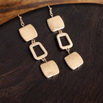 Boho Square Dangle Earrings – Worn Gold Tone