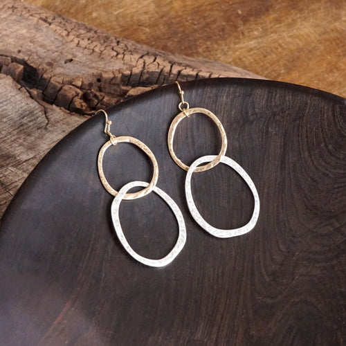 Two-Tone Boho Hoop Dangle Earrings