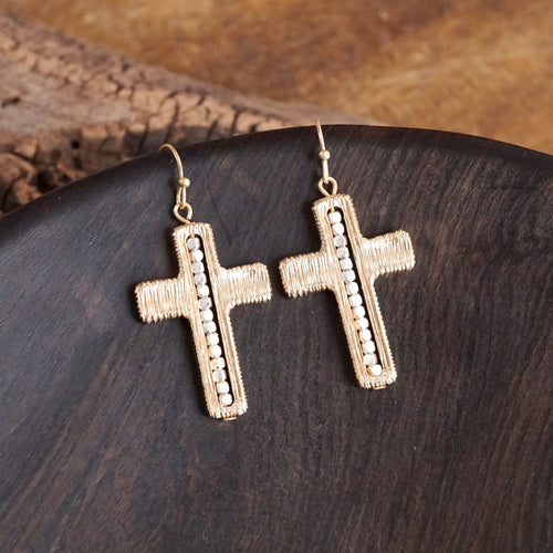 Minimalist Cross Dangle Earrings – Gold or Silver Tone