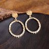 Circle Dangle Earrings with Crystals – Gold Tone - Clear or Smoky Gray