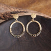 Circle Dangle Earrings with Crystals – Gold Tone - Clear or Smoky Gray