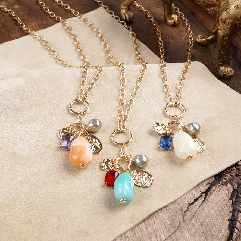 Desert Bloom – Long Cluster Charm Necklace