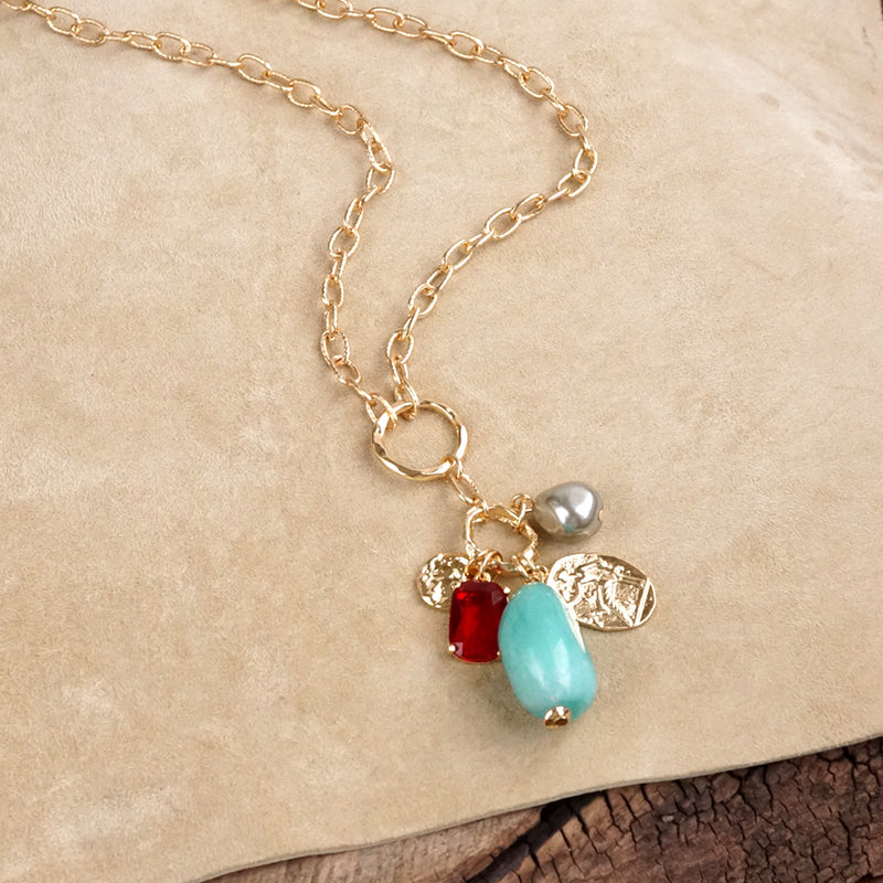 Desert Bloom – Long Cluster Charm Necklace