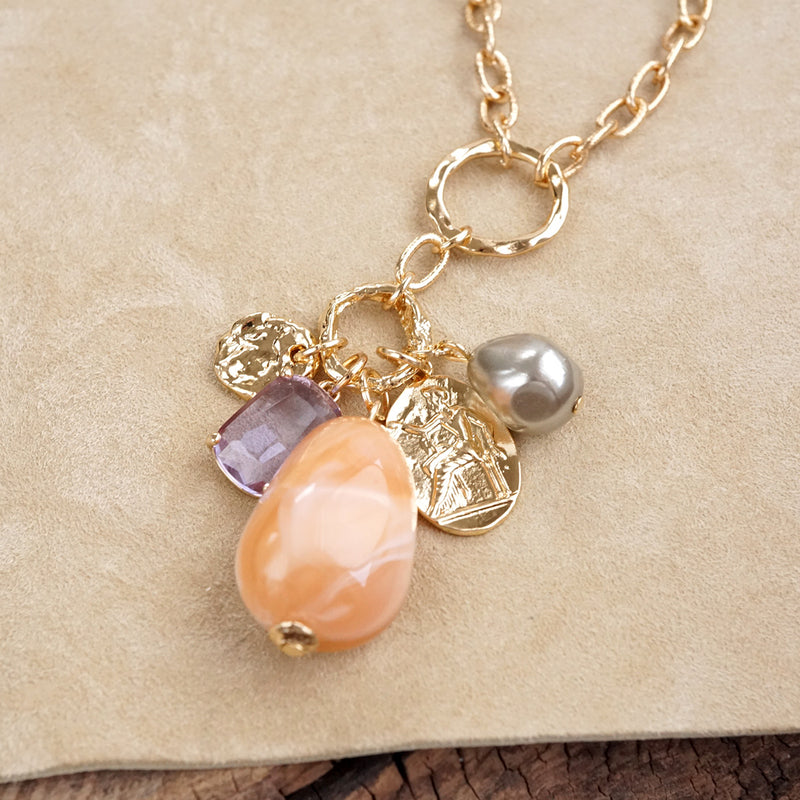 Desert Bloom – Long Cluster Charm Necklace
