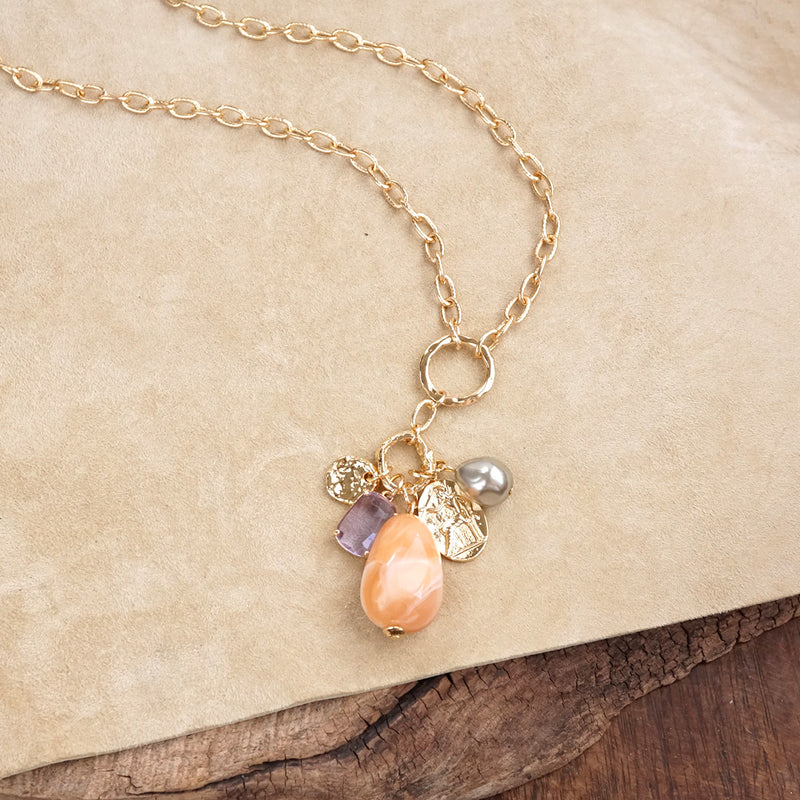 Desert Bloom – Long Cluster Charm Necklace