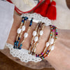 Beaded Bracelets Sets with glass and metal beads and freshwater pearls