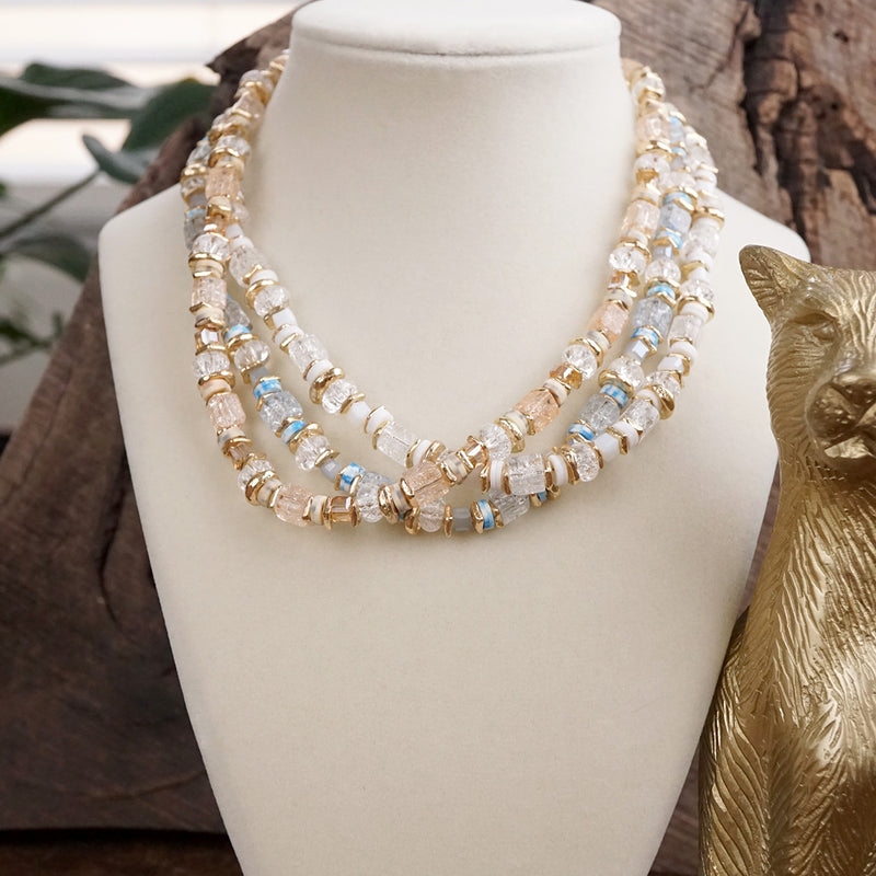 Pastel Drift – Mixed Bead Necklace in Soft Hues