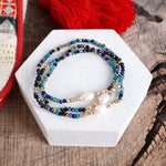 Beaded Bracelets Sets with glass and metal beads and freshwater pearls