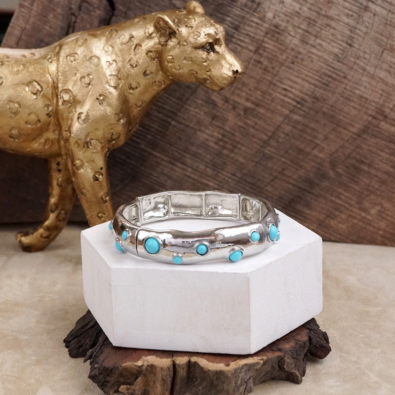 Desert Dew – Turquoise Cabochon Stretch Bangle