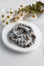 Wooden Gray beads bracelet stack of 3 with animal print beads