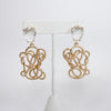 Statement Tangled Looped Wire and Teardrop Crystal Earrings - Gold Tone