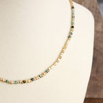 Dainty Classic Beaded Necklace – Matte Gold and Semi-Precious Stones