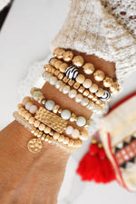 Beaded Bracelets Set of 4 bracelets animal print glass metal wood beads neutrals